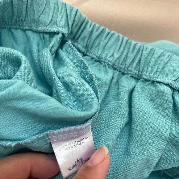 Flax Blue Linen Elastic Waist Wide Leg Pants Size Medium - Picture 4 of 8